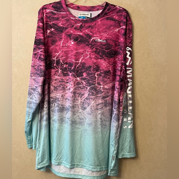 Chemise De Pêche Magellan, Coupe Boyfriend, Motif Batik, Bleue, Taille XL